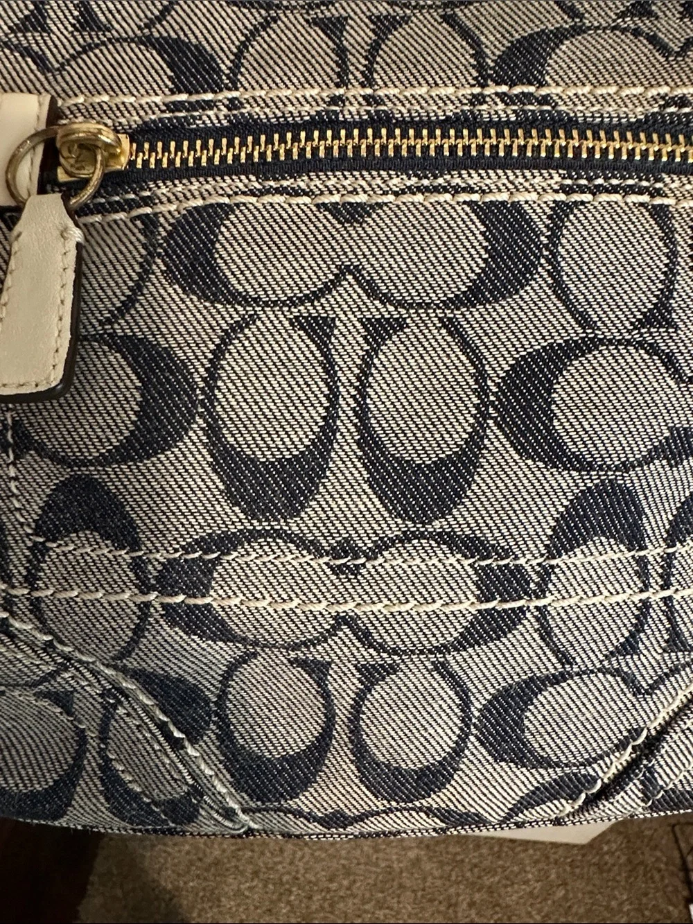 Coach Signature Denim Canvas Crossbody in Chalk and Blue